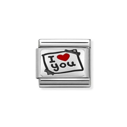 NOMINATION COMPOSABLE CLASSIC LINK I LOVE YOU CARD IN STERLING SILVER 330208/50