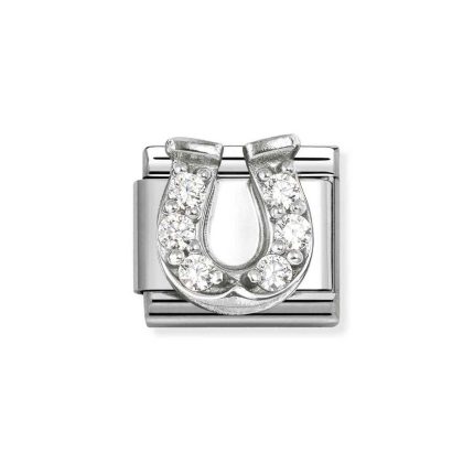 NOMINATION COMPOSABLE CLASSIC LINK WHITE HORSESHOE IN STERLING SILVER 330304/51