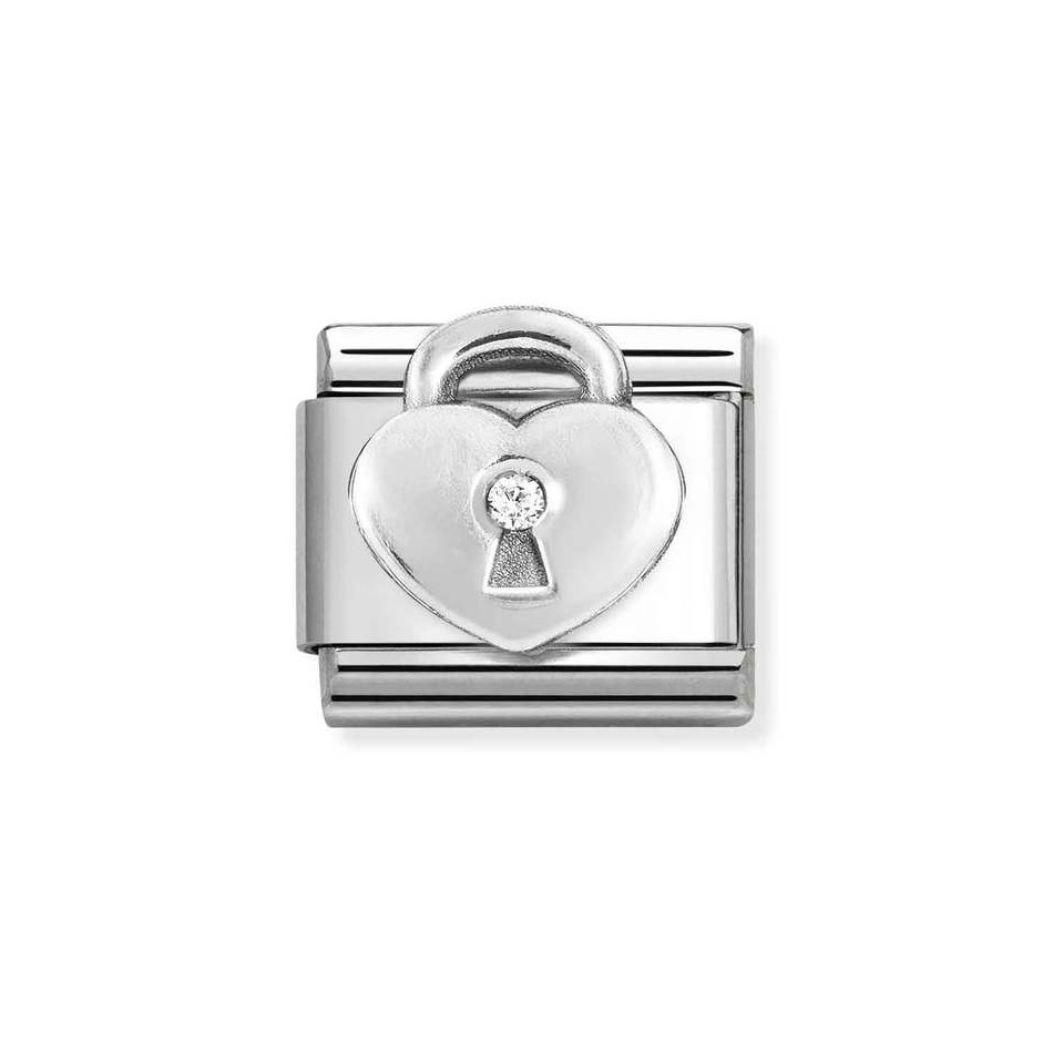 NOMINATION COMPOSABLE CLASSIC LINK HEART PADLOCK IN STERLING SILVER WITH CZ 330311/19 NOMINATION COMPOSABLE CLASSIC LINK HEART PADLOCK IN STERLING SILVER WITH CZ 330311/19