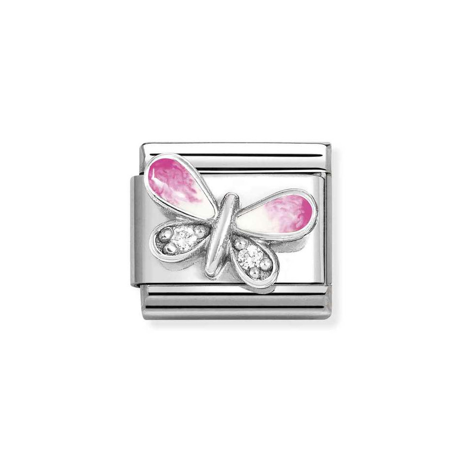 NOMINATION COMPOSABLE CLASSIC LINK PINK BUTTERFLY IN STERLING SILVER WITH CZ 330321/09 NOMINATION COMPOSABLE CLASSIC LINK PINK BUTTERFLY IN STERLING SILVER WITH CZ 330321/09