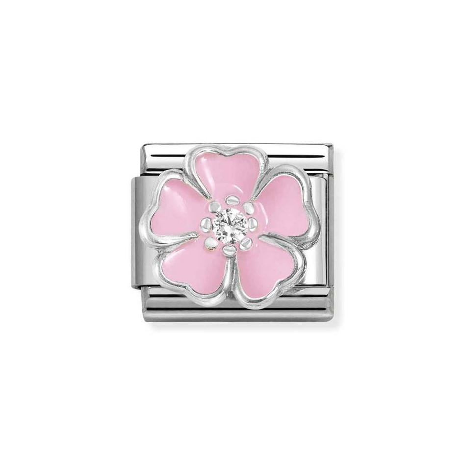 NOMINATION COMPOSABLE CLASSIC LINK PINK FLOWER IN STERLING SILVER WITH CZ 330321/14