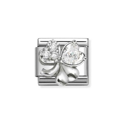 NOMINATION COMPOSABLE CLASSIC LINK WHITE CLOVER IN STERLING SILVER 330322/12