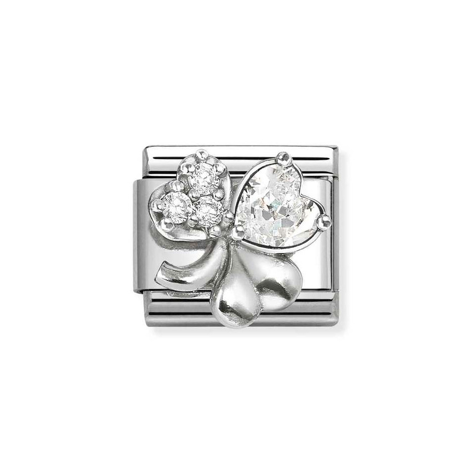 NOMINATION COMPOSABLE CLASSIC LINK WHITE CLOVER IN STERLING SILVER 330322/12