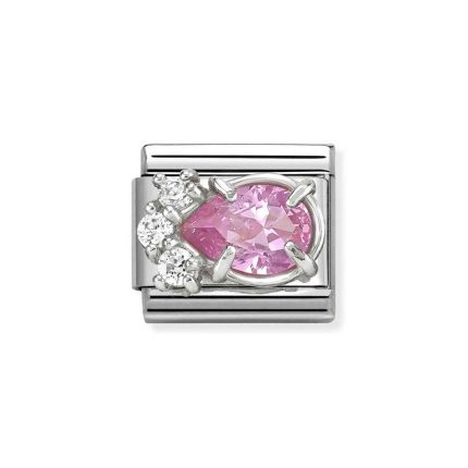 NOMINATION COMPOSABLE CLASSIC LINK PINK DROP IN STERLING SILVER 330329/08