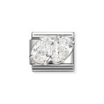 NOMINATION COMPOSABLE CLASSIC LINK WHITE DOUBLE DROPS IN STERLING SILVER 330329/9