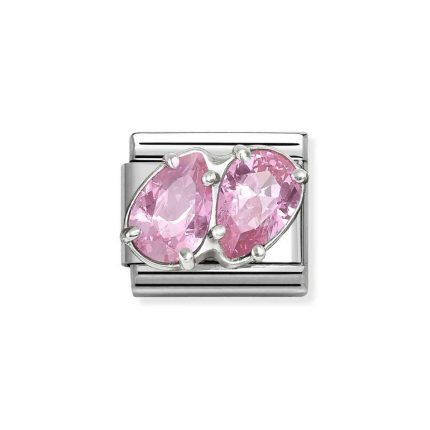 NOMINATION COMPOSABLE CLASSIC LINK PINK DOUBLE DROPS IN STERLING SILVER 330329/10