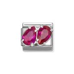 NOMINATION COMPOSABLE CLASSIC LINK RED DOUBLE DROPS IN STERLING SILVER 330329/11