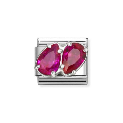 NOMINATION COMPOSABLE CLASSIC LINK RED DOUBLE DROPS IN STERLING SILVER 330329/11