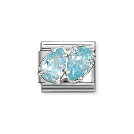 NOMINATION COMPOSABLE CLASSIC LINK LIGHT BLUE DOUBLE DROPS IN STERLING SILVER 330329/16