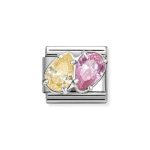 NOMINATION COMPOSABLE CLASSIC LINK YELLOW-PINK DOUBLE DROPS IN STERLING SILVER 330329/17