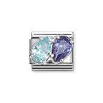 NOMINATION COMPOSABLE CLASSIC LINK LIGHT BLUE-BLUE DOUBLE DROPS IN STERLING SILVER 330329/18