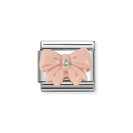 NOMINATION COMPOSABLE CLASSIC LINK PINK STONE BOW IN STERLING SILVER 330509/21