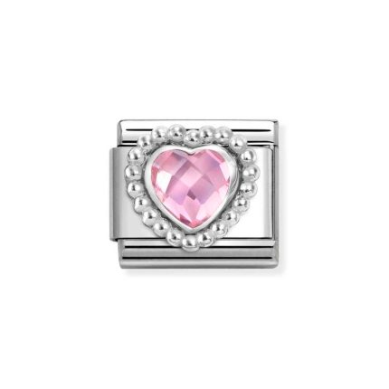 NOMINATION COMPOSABLE CLASSIC LINK IN STERLING SILVER WITH PINK CZ HEART 330606/003
