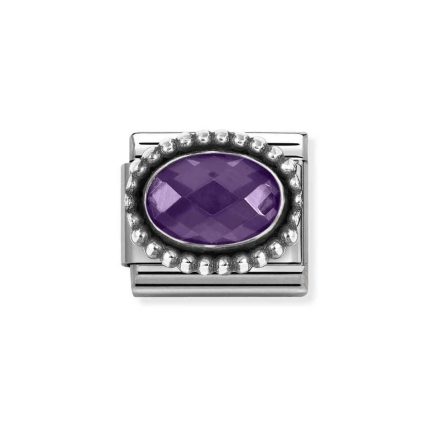 NOMINATION COMPOSABLE CLASSIC LINK IN STERLING SILVER WITH PURPLE CZ VINTAGE EFFECT 330607/001