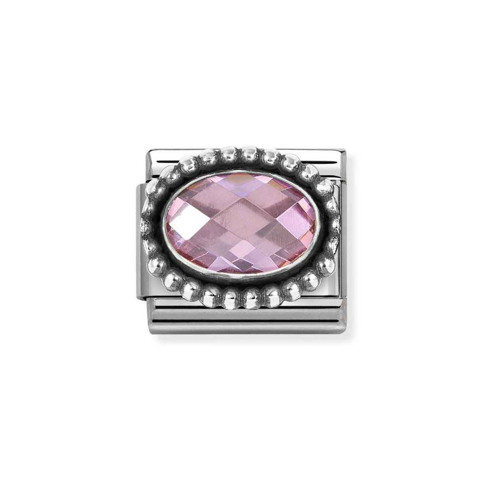 NOMINATION COMPOSABLE CLASSIC LINK IN STERLING SILVER WITH PINK CZ VINTAGE EFFECT 330607/003 NOMINATION COMPOSABLE CLASSIC LINK IN STERLING SILVER WITH PINK CZ VINTAGE EFFECT 330607/003