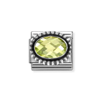 NOMINATION COMPOSABLE CLASSIC LINK IN STERLING SILVER WITH LIGHT GREEN CZ VINTAGE EFFECT 330607/004