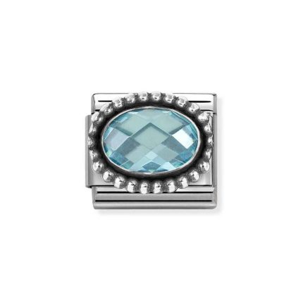 NOMINATION COMPOSABLE CLASSIC LINK IN STERLING SILVER WITH LIGHT BLUE CZ VINTAGE EFFECT 330607/006