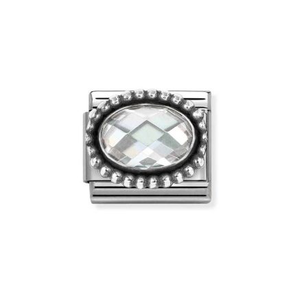 NOMINATION COMPOSABLE CLASSIC LINK IN STERLING SILVER WITH WHITE CZ VINTAGE EFFECT 330607/010