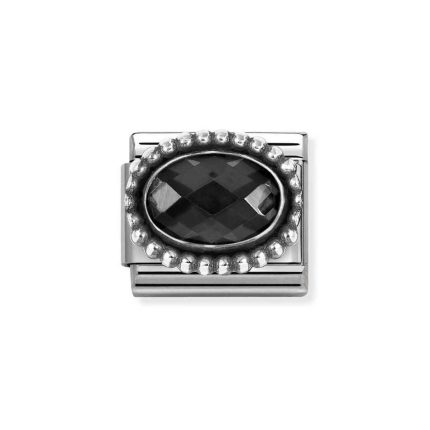 NOMINATION COMPOSABLE CLASSIC LINK IN STERLING SILVER WITH BLACK CZ VINTAGE EFFECT 330607/011