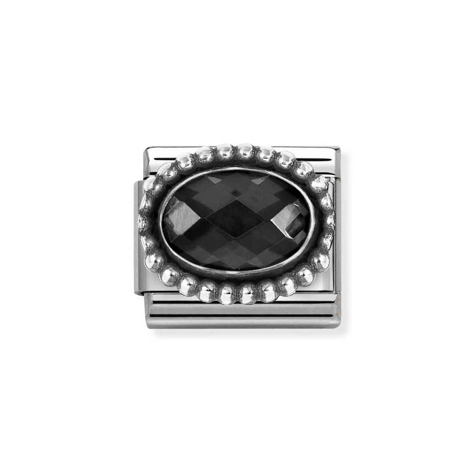 NOMINATION COMPOSABLE CLASSIC LINK IN STERLING SILVER WITH BLACK CZ VINTAGE EFFECT 330607/011 NOMINATION COMPOSABLE CLASSIC LINK IN STERLING SILVER WITH BLACK CZ VINTAGE EFFECT 330607/011