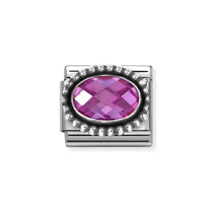 NOMINATION COMPOSABLE CLASSIC LINK IN STERLING SILVER WITH FUCHSIA CZ VINTAGE EFFECT 330607/030