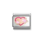 NOMINATION COMPOSABLE CLASSIC LINK PINK HEART WITH STARS IN 9K ROSE GOLD 430202/41
