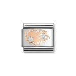 NOMINATION COMPOSABLE CLASSIC LINK SILVER GLITTER HEART WITH STARS IN 9K ROSE GOLD 430202/42