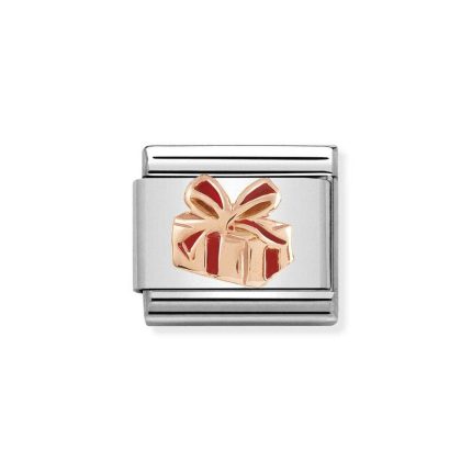 NOMINATION COMPOSABLE CLASSIC LINK GIFT WITH RED ENAMEL IN 9K ROSE GOLD 430203/03