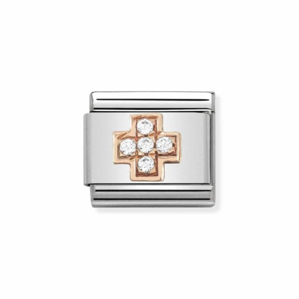 NOMINATION COMPOSABLE CLASSIC LINK CROSS IN 9K ROSE GOLD WITH CZ 430302/29 NOMINATION COMPOSABLE CLASSIC LINK CROSS IN 9K ROSE GOLD WITH CZ 430302/29