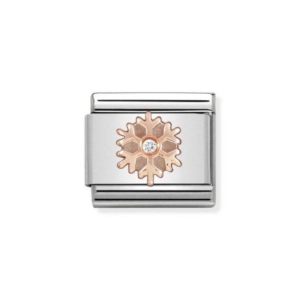 NOMINATION COMPOSABLE CLASSIC LINK SNOWFLAKE IN 9K ROSE GOLD WITH CZ 430305/23