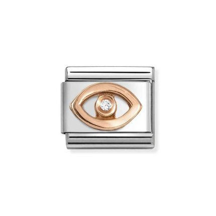 NOMINATION COMPOSABLE CLASSIC LINK EYE IN 9K ROSE GOLD WITH CZ 430305/49