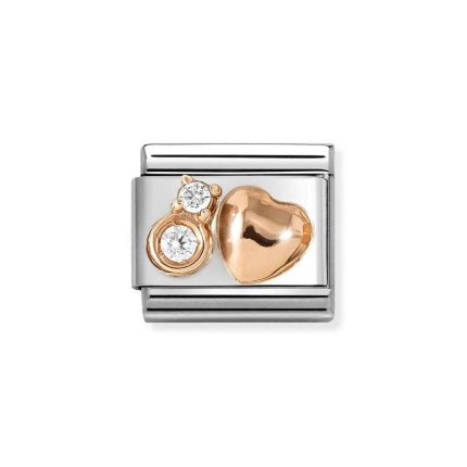 NOMINATION COMPOSABLE CLASSIC LINK HEART IN 9K ROSE GOLD WITH CZ 430305/51