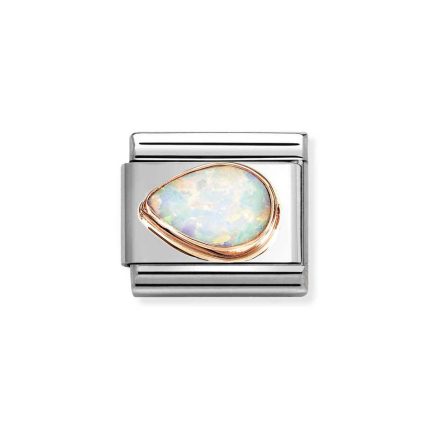 NOMINATION COMPOSABLE CLASSIC LINK WHITE OPAL DROP LEFT IN 9K ROSE GOLD 430513/07