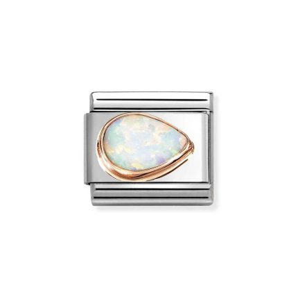 NOMINATION COMPOSABLE CLASSIC LINK WHITE OPAL DROP RIGHT IN 9K ROSE GOLD 430514/07