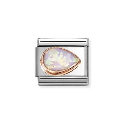 NOMINATION COMPOSABLE CLASSIC LINK PINK OPAL DROP RIGHT IN 9K ROSE GOLD 430514/38