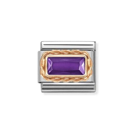 NOMINATION COMPOSABLE CLASSIC LINK IN 9K ROSE GOLD WITH BAGUETTE VIOLET CZ 430604/001