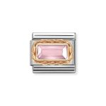 NOMINATION COMPOSABLE CLASSIC LINK IN 9K ROSE GOLD WITH BAGUETTE PINK CZ 430604/003