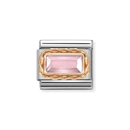 NOMINATION COMPOSABLE CLASSIC LINK IN 9K ROSE GOLD WITH BAGUETTE PINK CZ 430604/003