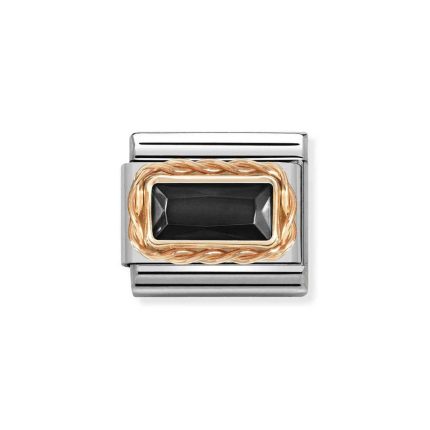 NOMINATION COMPOSABLE CLASSIC LINK IN 9K ROSE GOLD WITH BAGUETTE BLACK CZ 430604/011