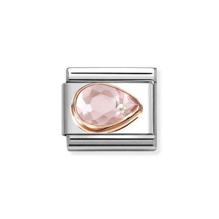 NOMINATION COMPOSABLE CLASSIC LINK PINK CZ DROP IN 9K ROSE GOLD 430606/003