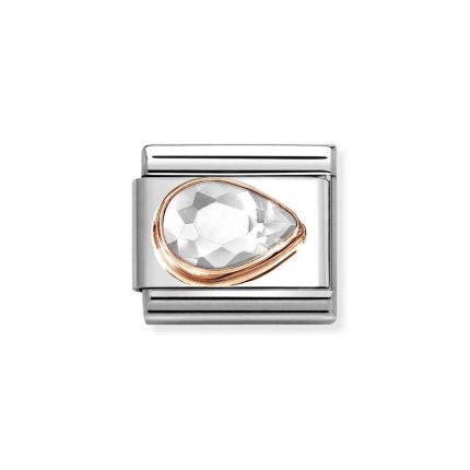 NOMINATION COMPOSABLE CLASSIC LINK WHITE CZ DROP IN 9K ROSE GOLD 430606/010