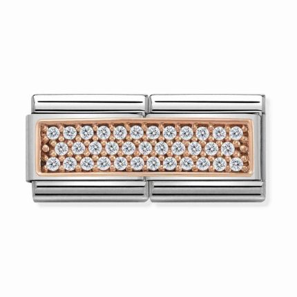 NOMINATION COMPOSABLE CLASSIC LINK DOUBLE PAVE IN 9K ROSE GOLD WITH WHITE CZ 430731/01