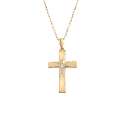 ΣΤΑΥΡΟΣ ΜΕ ΑΛΥΣΙΔΑ ΑΠΟ 18 ΚΑΡΑΤΙΑ ΚΙΤΡΙΝΟ ΧΡΥΣΟ ΜΕ ΔΙΑΜΑΝΤΙΑ 0073-ST257046