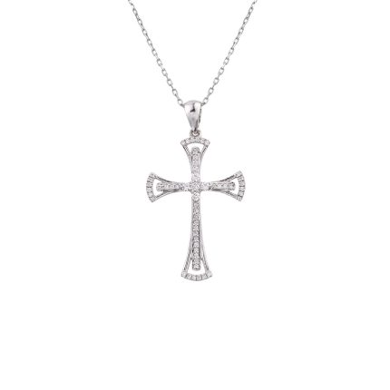 ΣΤΑΥΡΟΣ ΜΕ ΑΛΥΣΙΔΑ ΑΠΟ 18 ΚΑΡΑΤΙΑ ΛΕΥΚΟΧΡΥΣΟ ΜΕ ΔΙΑΜΑΝΤΙΑ 0074-ST257048