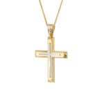 ΣΤΑΥΡΟΣ ΜΕ ΑΛΥΣΙΔΑ ΑΠΟ 9 ΚΑΡΑΤΙΑ ΚΙΤΡΙΝΟ ΧΡΥΣΟ ΚΑΙ ΛΕΥΚΟΧΡΥΣΟ 0048-ST255571B-9