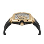 Philipp Plein Skeleton Frosted Automatic Black Rubber Strap PWJFA1025