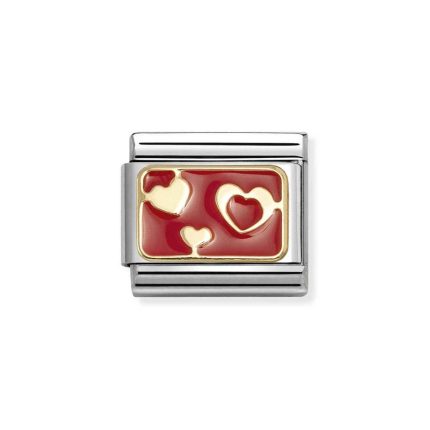 NOMINATION COMPOSABLE CLASSIC LINK VARIOUS RED HEARTS IN 18K GOLD 030284/74