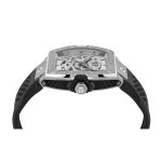 Philipp Plein Skeleton Frosted Automatic Black Rubber Strap PWJFA0925
