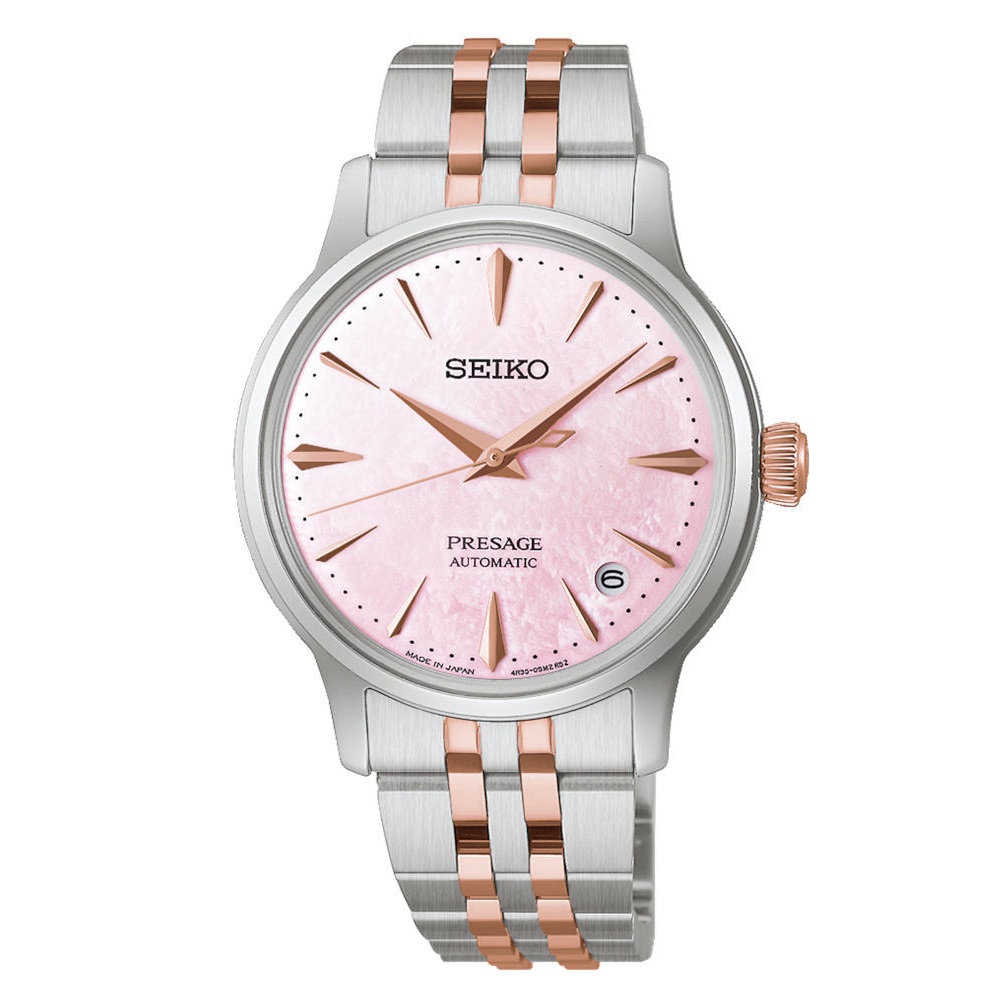 Seiko Presage Cocktail Time "Sakura Aviation" L.E. Automatic Two Tone Stainless Steel Bracelet SRPM06J1 Seiko Presage Cocktail Time "Sakura Aviation" L.E. Automatic Two Tone Stainless Steel Bracelet SRPM06J1