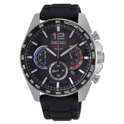 Seiko Conceptual Chronograph Black Silicone Strap SSB347P1